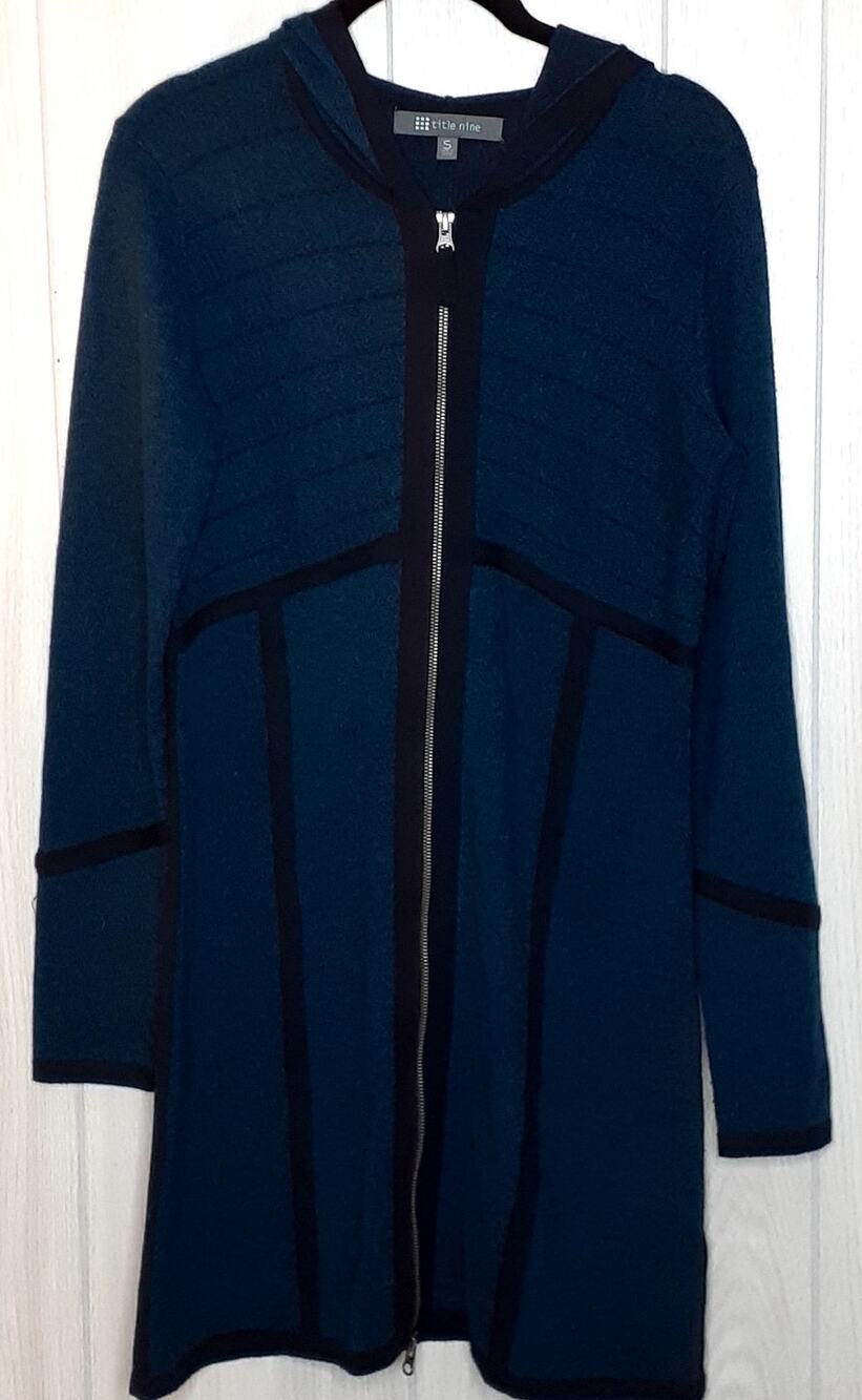 Title Nine Assassin Wool Blend Tunic Sweater Dress Front Zip Size Small